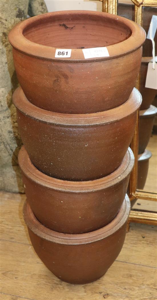 Four glazed earthenware garden planters diameter 30cm